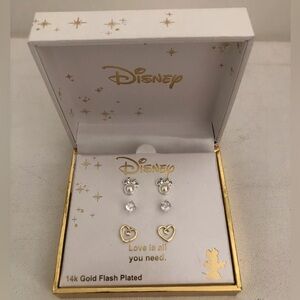 Disney LARocks 14K Gold Flash Plated Love Is All You Need Set Of 3 pair Earrings
